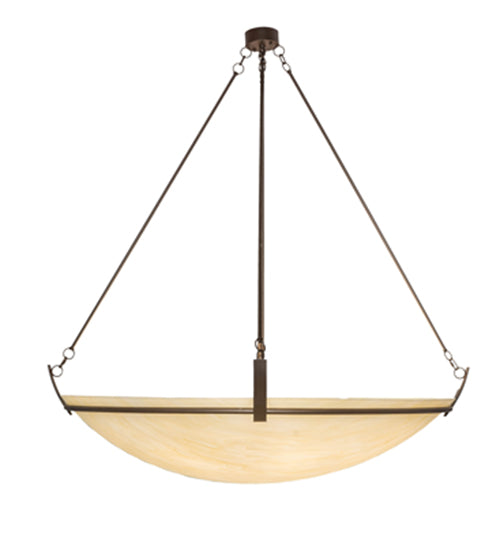 Meyda Lighting Covina 60" 10-Light Cafe Noir Inverted Pendant Light With Beige Botticino Idalight Shade Glass