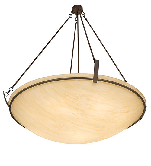 Meyda Lighting Covina 60" 10-Light Cafe Noir Inverted Pendant Light With Beige Botticino Idalight Shade Glass