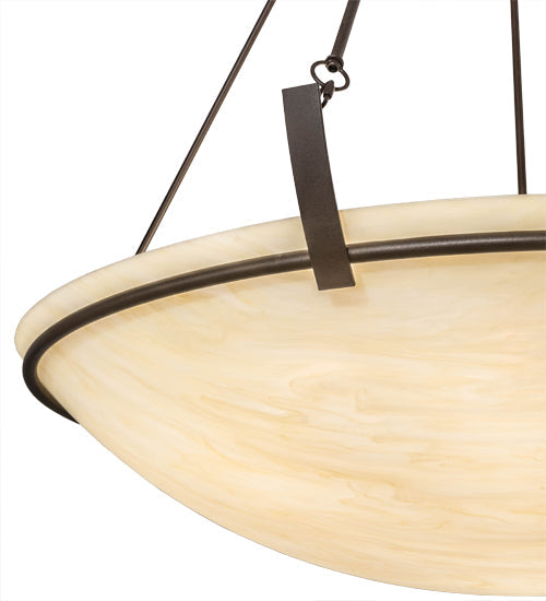 Meyda Lighting Covina 60" 10-Light Cafe Noir Inverted Pendant Light With Beige Botticino Idalight Shade Glass