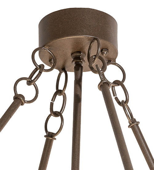 Meyda Lighting Covina 60" 10-Light Cafe Noir Inverted Pendant Light With Beige Botticino Idalight Shade Glass