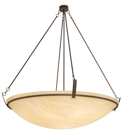Meyda Lighting Covina 60" 10-Light Cafe Noir Inverted Pendant Light With Beige Botticino Idalight Shade Glass
