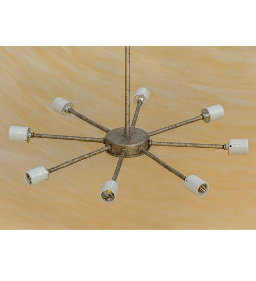Meyda Lighting Covina 60" 10-Light LED Corinth Inverted Pendant Light With Beige Sahara Taupe Idalight Shade Glass