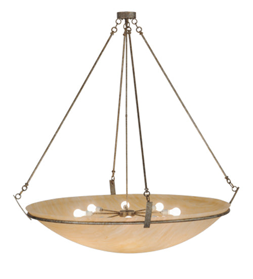 Meyda Lighting Covina 60" 10-Light LED Corinth Inverted Pendant Light With Beige Sahara Taupe Idalight Shade Glass