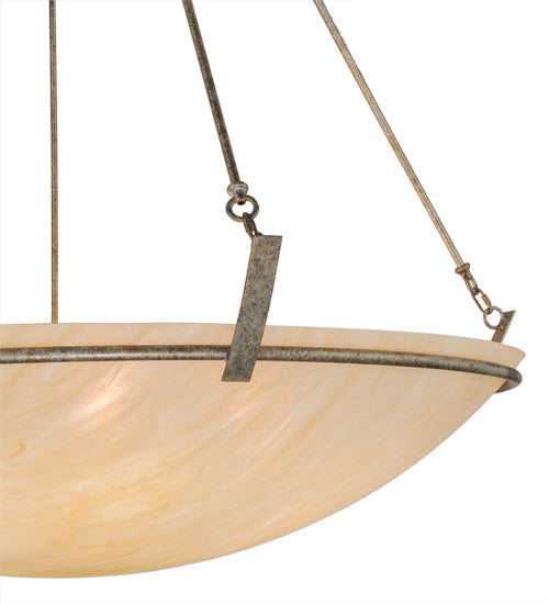 Meyda Lighting Covina 60" 10-Light LED Corinth Inverted Pendant Light With Beige Sahara Taupe Idalight Shade Glass
