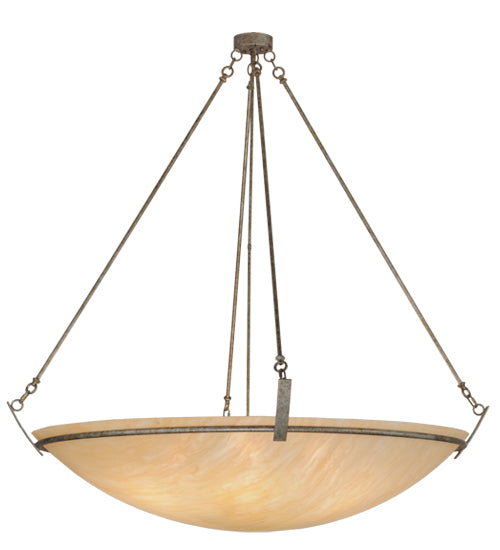 Meyda Lighting Covina 60" 10-Light LED Corinth Inverted Pendant Light With Beige Sahara Taupe Idalight Shade Glass