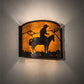 Meyda Lighting Cowboy 12" Dark Burnished Antique Copper Wall Sconce With Amber Mica Shade Glass