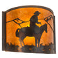 Meyda Lighting Cowboy 12" Dark Burnished Antique Copper Wall Sconce With Amber Mica Shade Glass