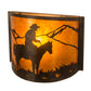 Meyda Lighting Cowboy 12" Dark Burnished Antique Copper Wall Sconce With Amber Mica Shade Glass