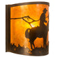 Meyda Lighting Cowboy 12" Dark Burnished Antique Copper Wall Sconce With Amber Mica Shade Glass