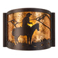 Meyda Lighting Cowboy 12" Mahogany Bronze Wall Sconce With Amber Mica Shade Glass