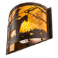 Meyda Lighting Cowboy 12" Mahogany Bronze Wall Sconce With Amber Mica Shade Glass