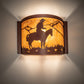 Meyda Lighting Cowboy 12" Rust Wall Sconce With Amber Mica Shade Glass