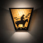 Meyda Lighting Cowboy 13" 2-Light Timeless Bronze Wall Sconce With Beige Art Shade Glass