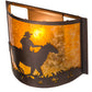Meyda Lighting Cowboy 163112 12" Mahogany Bronze Wall Sconce With Amber Mica Shade Glass
