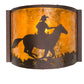 Meyda Lighting Cowboy 163112 12" Mahogany Bronze Wall Sconce With Amber Mica Shade Glass