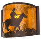 Meyda Lighting Cowboy 163112 12" Mahogany Bronze Wall Sconce With Amber Mica Shade Glass