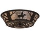 Meyda Lighting Cowboy 170453 22" 4-Light Dark Roast Flush Mount Light With Silver Mica Shade Glass