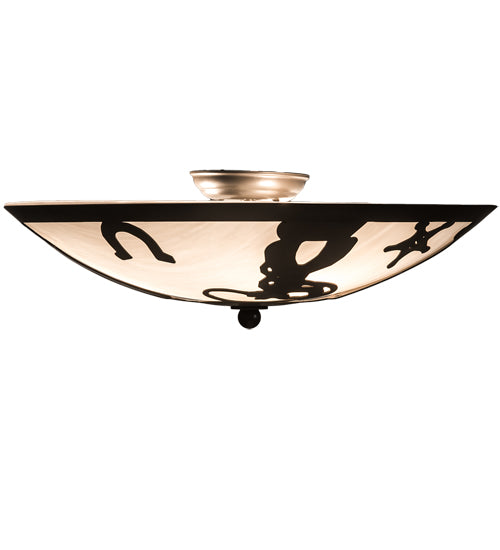 Meyda Lighting Cowboy 20" 3-Light Timeless Bronze Flush Mount Light With Angelwing Idalight Shade