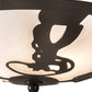 Meyda Lighting Cowboy 20" 3-Light Timeless Bronze Flush Mount Light With Angelwing Idalight Shade