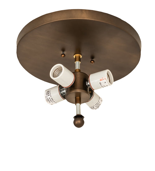 Meyda Lighting Cowboy 22" 4-Light Antique Copper Flush Mount Light With Amber Mica Shade Glass