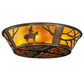 Meyda Lighting Cowboy 22" 4-Light Antique Copper Flush Mount Light With Amber Mica Shade Glass