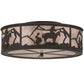 Meyda Lighting Cowboy 22" 4-Light Dark Roast Flush Mount Light With Silver Mica Shade Glass