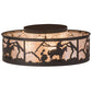 Meyda Lighting Cowboy 22" 4-Light Dark Roast Flush Mount Light With Silver Mica Shade Glass