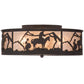 Meyda Lighting Cowboy 22" 4-Light Dark Roast Flush Mount Light With Silver Mica Shade Glass