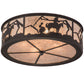Meyda Lighting Cowboy 22" 4-Light Dark Roast Flush Mount Light With Silver Mica Shade Glass