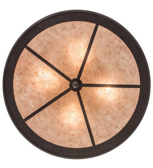 Meyda Lighting Cowboy 22" 4-Light Dark Roast Flush Mount Light With Silver Mica Shade Glass