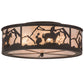 Meyda Lighting Cowboy 22" 4-Light Dark Roast Flush Mount Light With Silver Mica Shade Glass