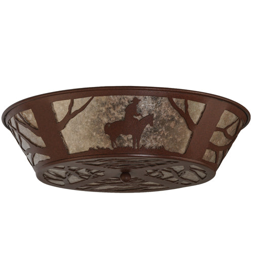 Meyda Lighting Cowboy 22" 4-Light Rust Flush Mount Light With Silver Mica Shade Glass