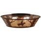 Meyda Lighting Cowboy 22" 4-Light Rust Flush Mount Light With Silver Mica Shade Glass