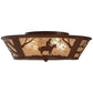 Meyda Lighting Cowboy 22" 4-Light Rust Flush Mount Light With Silver Mica Shade Glass