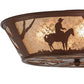 Meyda Lighting Cowboy 22" 4-Light Rust Flush Mount Light With Silver Mica Shade Glass