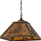Meyda Lighting Cowboy 23" 2-Light Antique Copper Pendant Light With Amber Mica Shade Glass