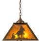 Meyda Lighting Cowboy 23" 2-Light Antique Copper Pendant Light With Amber Mica Shade Glass