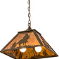 Meyda Lighting Cowboy 23" 2-Light Antique Copper Pendant Light With Amber Mica Shade Glass