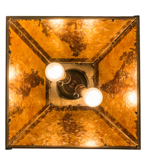 Meyda Lighting Cowboy 23" 2-Light Antique Copper Pendant Light With Amber Mica Shade Glass