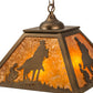 Meyda Lighting Cowboy 23" 2-Light Antique Copper Pendant Light With Amber Mica Shade Glass