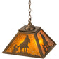 Meyda Lighting Cowboy 23" 2-Light Antique Copper Pendant Light With Amber Mica Shade Glass