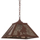 Meyda Lighting Cowboy 23" 2-Light Rust Pendant Light With Silver Mica Shade Glass