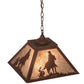 Meyda Lighting Cowboy 23" 2-Light Rust Pendant Light With Silver Mica Shade Glass