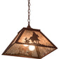 Meyda Lighting Cowboy 23" 2-Light Rust Pendant Light With Silver Mica Shade Glass