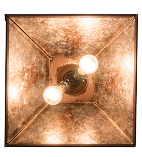 Meyda Lighting Cowboy 23" 2-Light Rust Pendant Light With Silver Mica Shade Glass