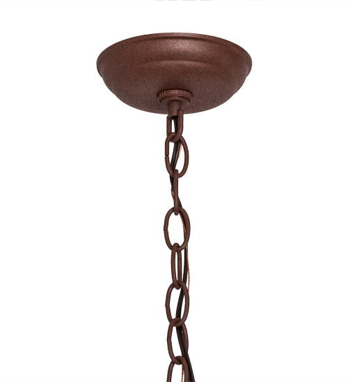 Meyda Lighting Cowboy 23" 2-Light Rust Pendant Light With Silver Mica Shade Glass