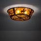 Meyda Lighting Cowboy 23" 4-Light Rust Flush Mount Light With Amber Mica Shade Glass