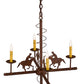 Meyda Lighting Cowboy 26" 4-Light Rust Nail Chandelier With Ivory Faux Candlelight