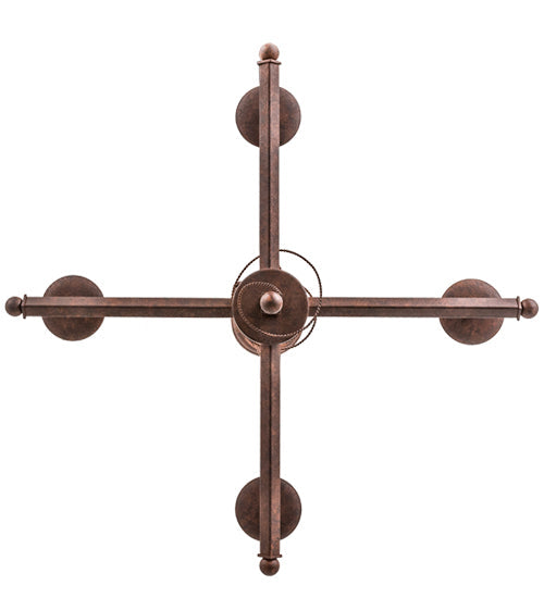 Meyda Lighting Cowboy 26" 4-Light Rust Nail Chandelier With Ivory Faux Candlelight