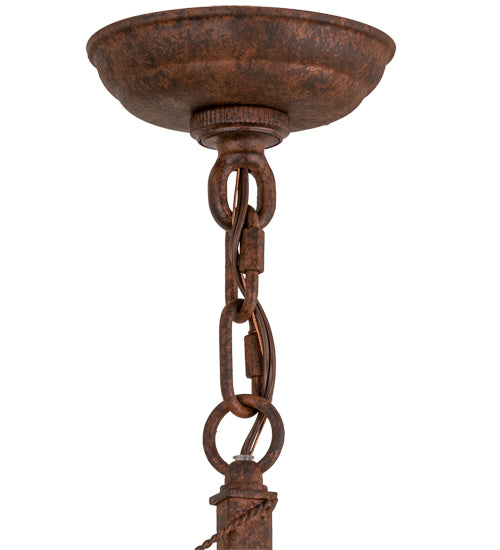 Meyda Lighting Cowboy 26" 4-Light Rust Nail Chandelier With Ivory Faux Candlelight